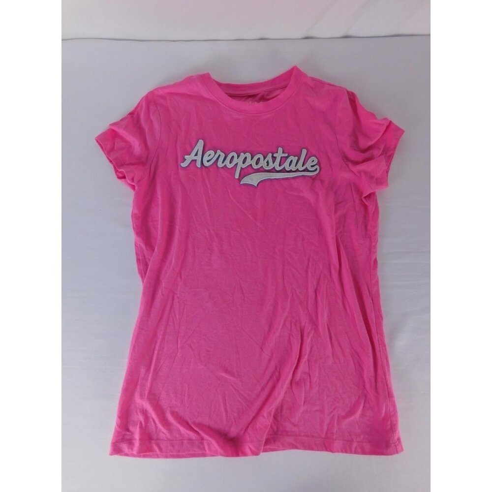 Aeropostale Shirt Juniors Large Pink Classic Crew Embroidered Logo Graphic Tee
